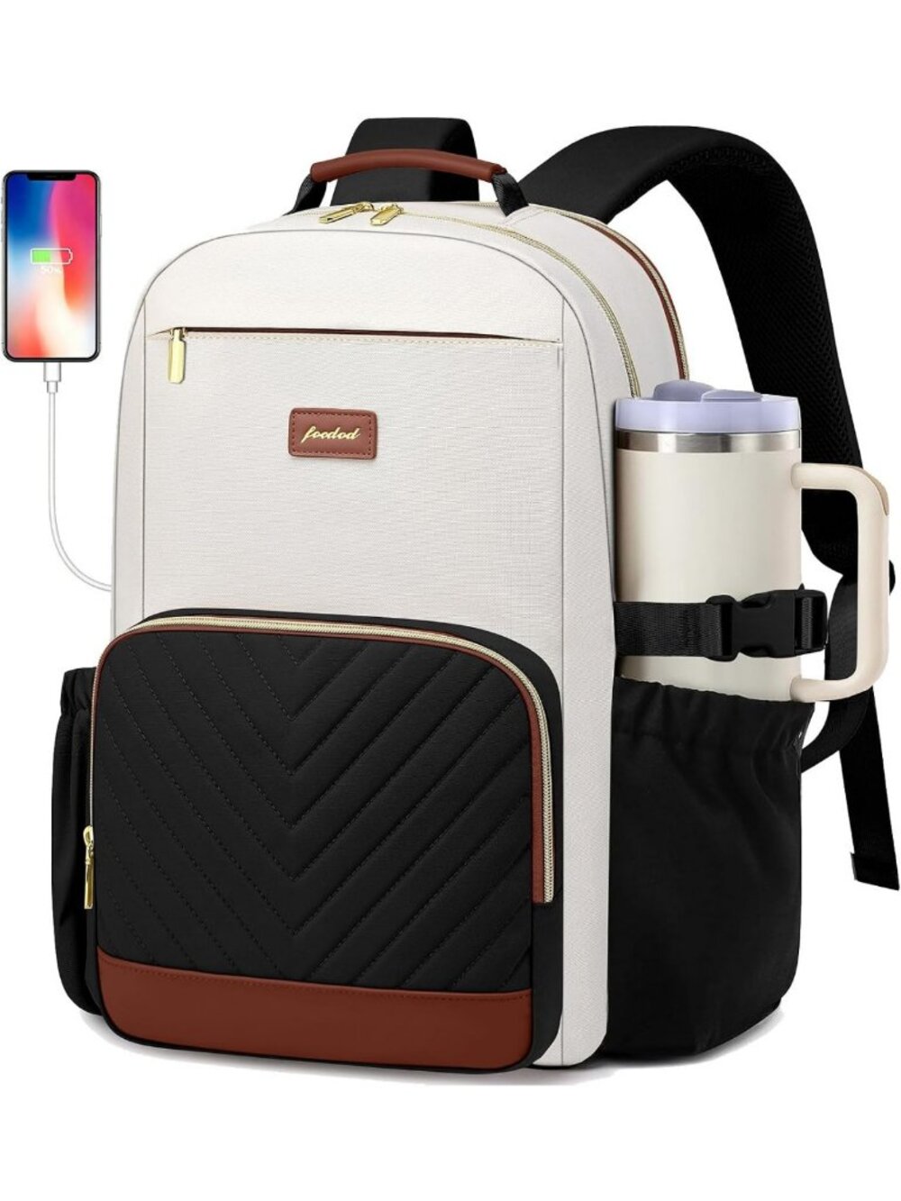 Stylish 15.6" Laptop Backpack for Women | Travel Work Bag with Cup Holder